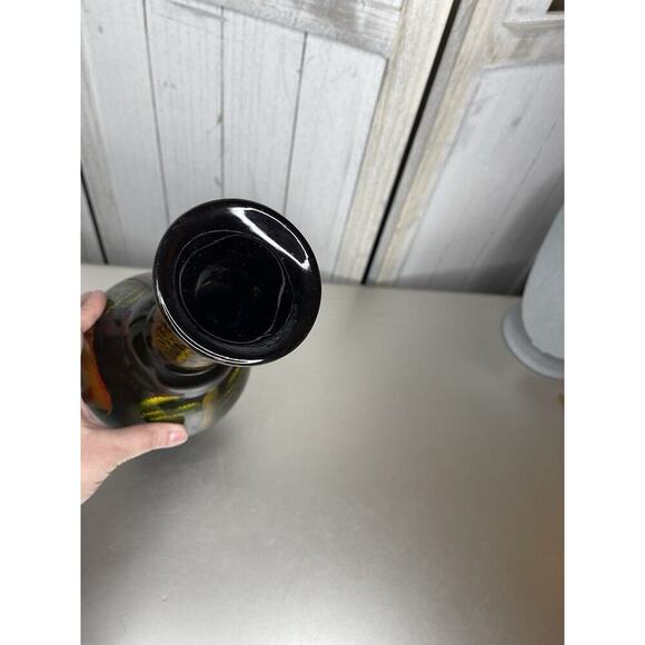 VINTAGE Chinese Lacquer Wooden Vase HAND PAINTED Elephants DECOR - Picture 4 of 7